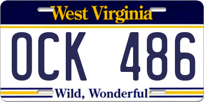 WV license plate OCK486