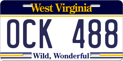 WV license plate OCK488