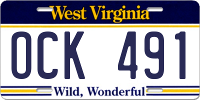 WV license plate OCK491