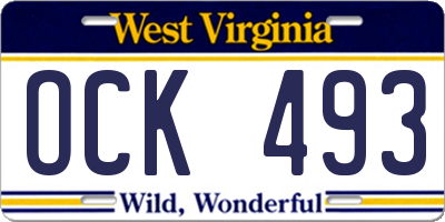 WV license plate OCK493