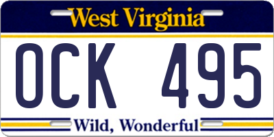 WV license plate OCK495
