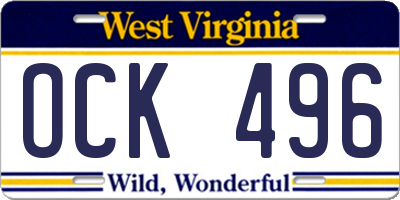 WV license plate OCK496