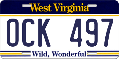 WV license plate OCK497