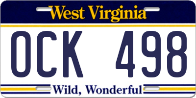 WV license plate OCK498