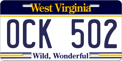 WV license plate OCK502