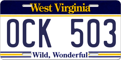 WV license plate OCK503