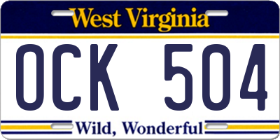 WV license plate OCK504