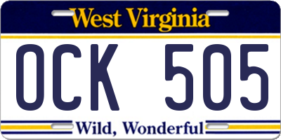 WV license plate OCK505