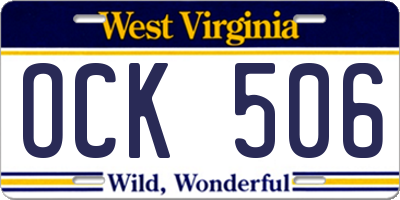 WV license plate OCK506