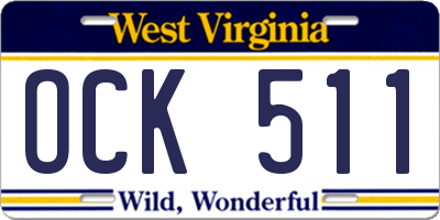 WV license plate OCK511