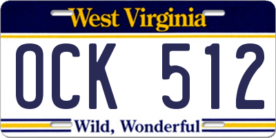 WV license plate OCK512