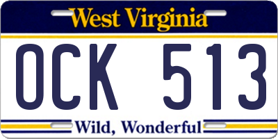 WV license plate OCK513