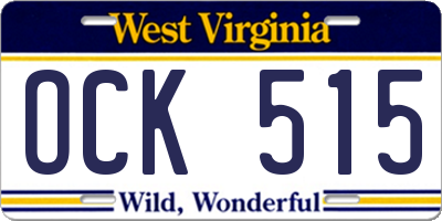 WV license plate OCK515