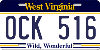 WV license plate OCK516