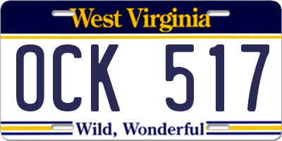 WV license plate OCK517