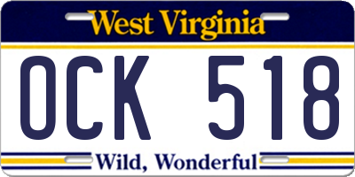 WV license plate OCK518