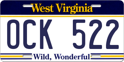 WV license plate OCK522