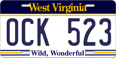 WV license plate OCK523