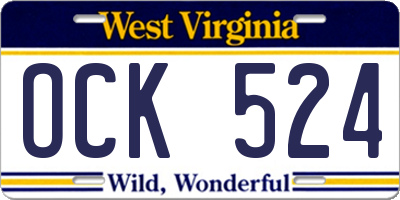 WV license plate OCK524