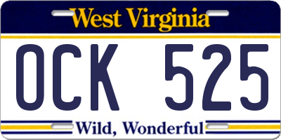 WV license plate OCK525