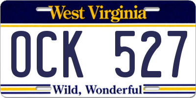 WV license plate OCK527