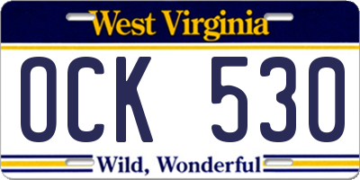 WV license plate OCK530
