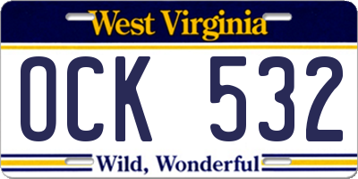 WV license plate OCK532
