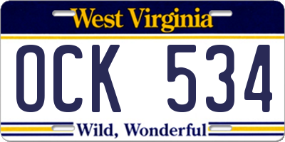 WV license plate OCK534