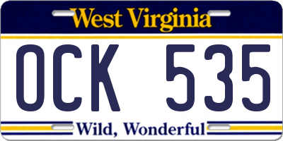 WV license plate OCK535