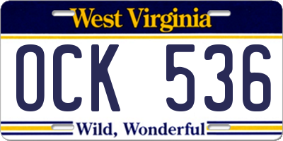 WV license plate OCK536