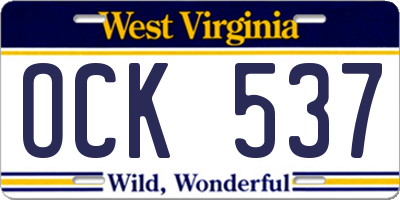 WV license plate OCK537