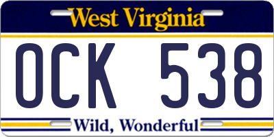 WV license plate OCK538