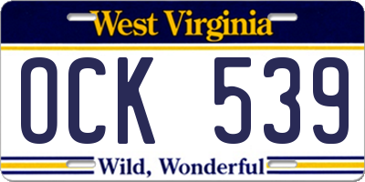 WV license plate OCK539