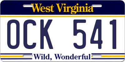 WV license plate OCK541