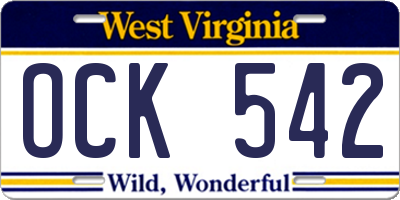 WV license plate OCK542