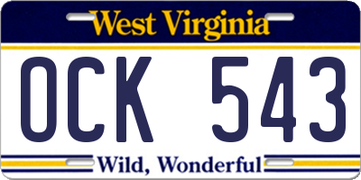 WV license plate OCK543