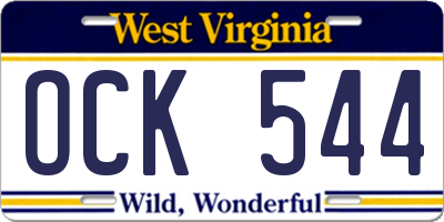 WV license plate OCK544