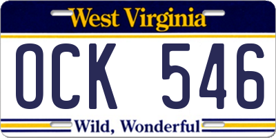 WV license plate OCK546