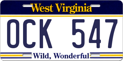WV license plate OCK547