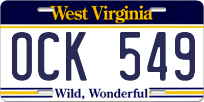 WV license plate OCK549