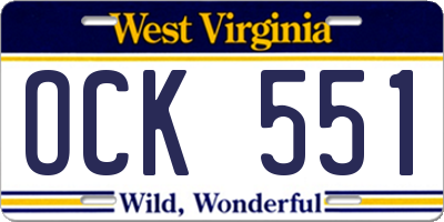WV license plate OCK551