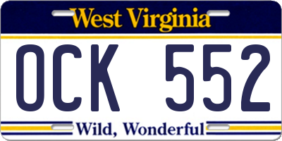 WV license plate OCK552