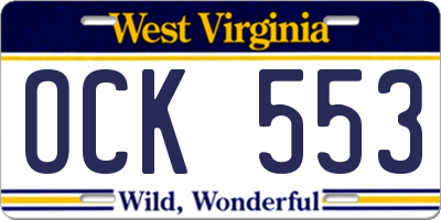 WV license plate OCK553