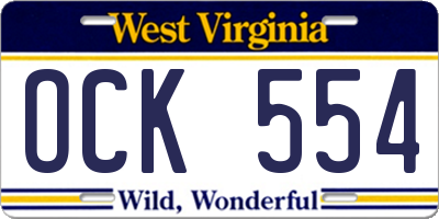 WV license plate OCK554