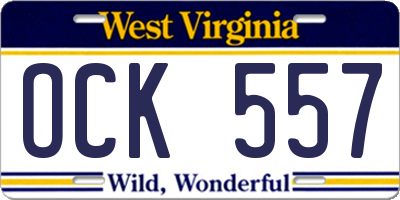 WV license plate OCK557
