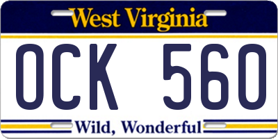 WV license plate OCK560