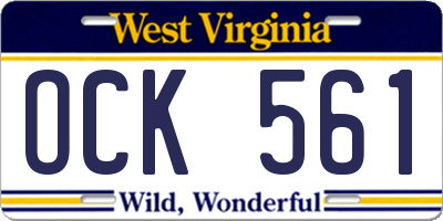 WV license plate OCK561