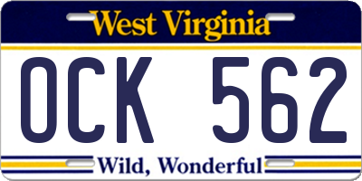 WV license plate OCK562