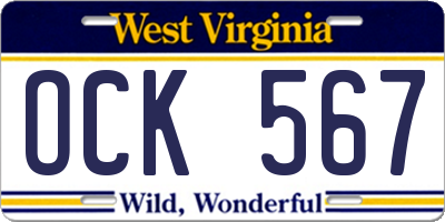 WV license plate OCK567