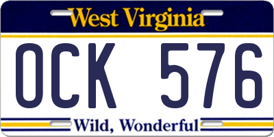 WV license plate OCK576